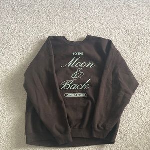 To the moon and back brown lonley ghost crew neck. Brand new